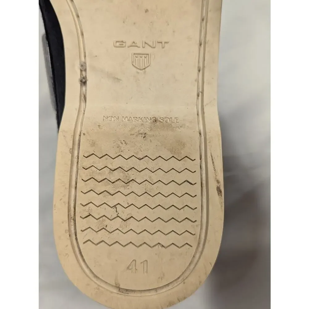 GANT Loafers Men's Moccasin Driving Shoes White Navy Leather Size 8 US
